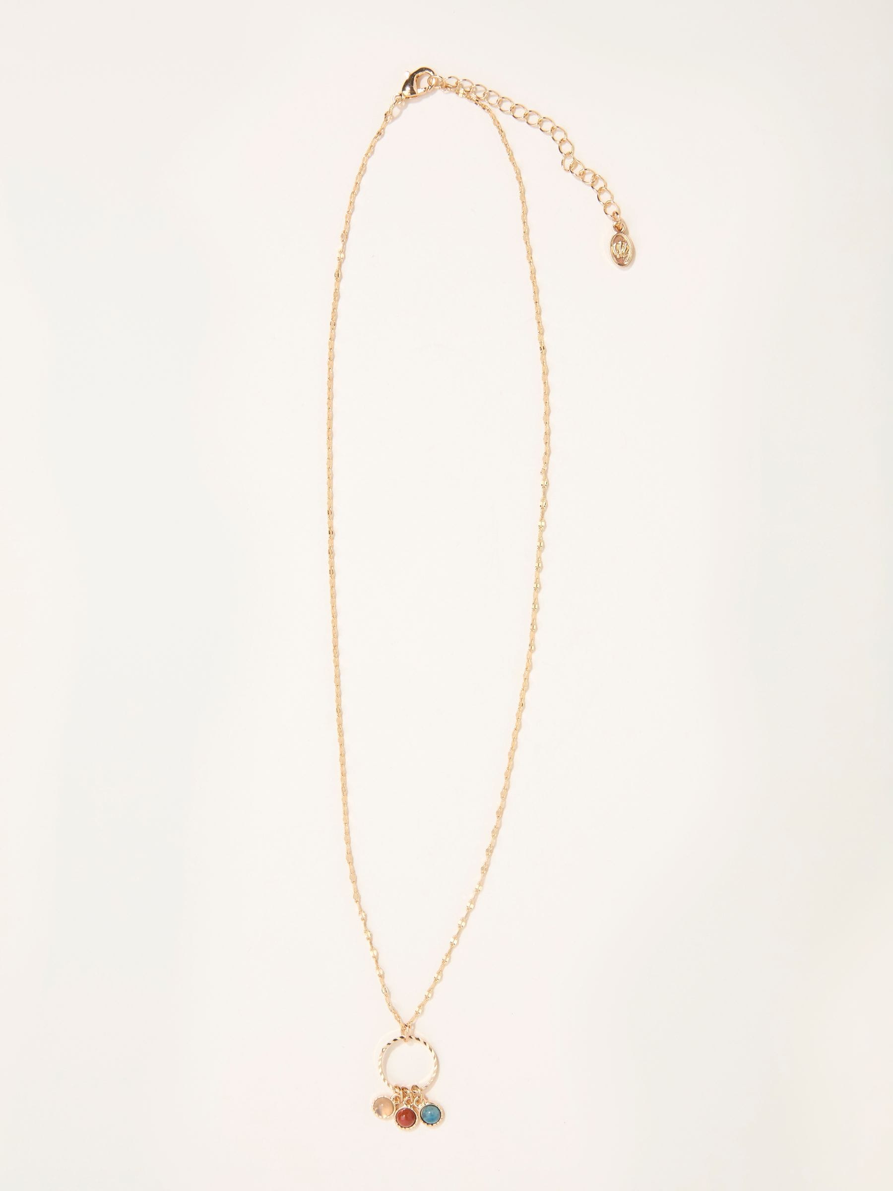 FatFace Gold Tone Trio Gem Necklace Brass UK version
