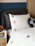 Pleated embroidered sports duvet cover and pillowcase set, imported from the UK