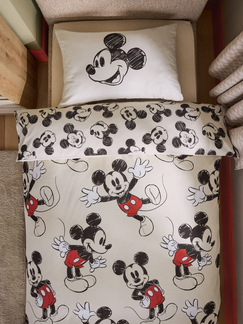 Disney Mickey Mouse Supersoft 100% Brushed Cotton Duvet Cover and Pillowcase Set
