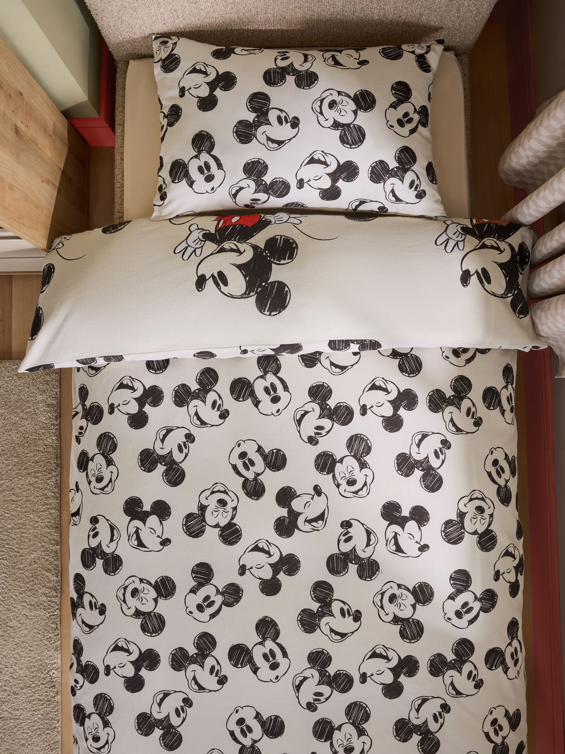 Disney Mickey Mouse Supersoft 100% Brushed Cotton Duvet Cover and Pillowcase Set