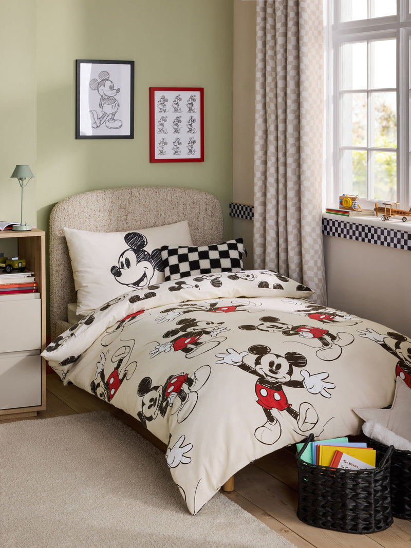 Disney Mickey Mouse Supersoft 100% Brushed Cotton Duvet Cover and Pillowcase Set