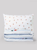 Blue/White tufted rocket duvet cover and pillowcase set - British product