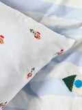 Blue/White tufted rocket duvet cover and pillowcase set - British product