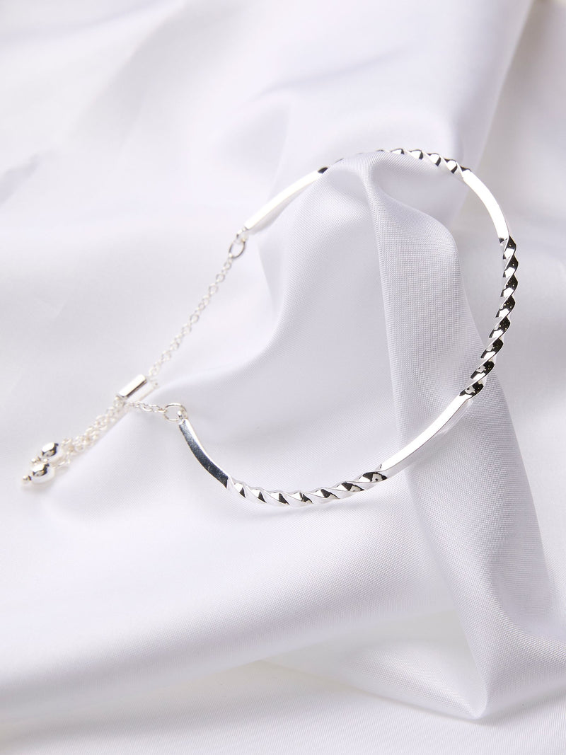 Silver Tone Twist Adjustable Bangle