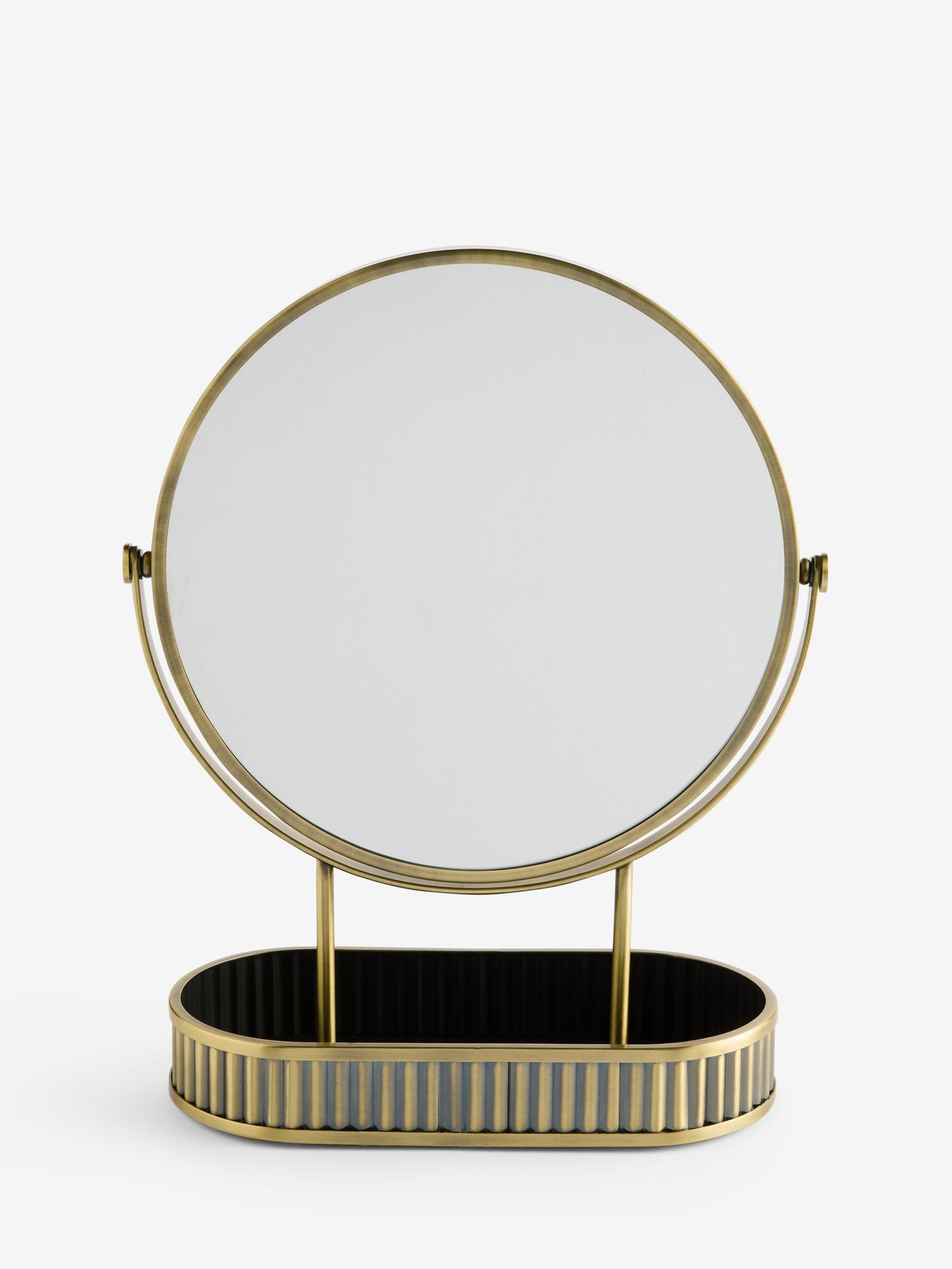 Gold Rib 5x Magnification Round Dressing Table Mirror