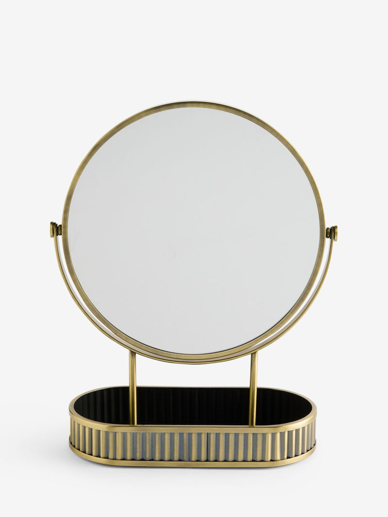Gold Rib 5x Magnification Round Dressing Table Mirror