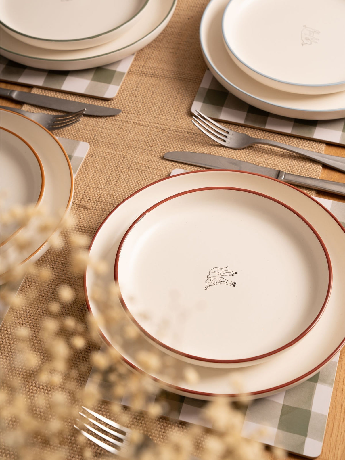 Woodbury Lane Natural Set of 4 Animal Side Plates