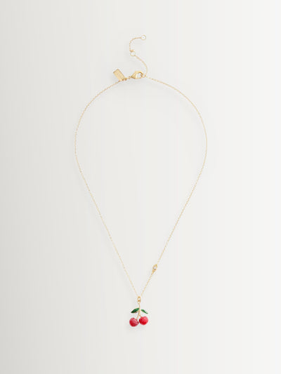 COACH Gold Tone Signature Cherry Pendant Necklace