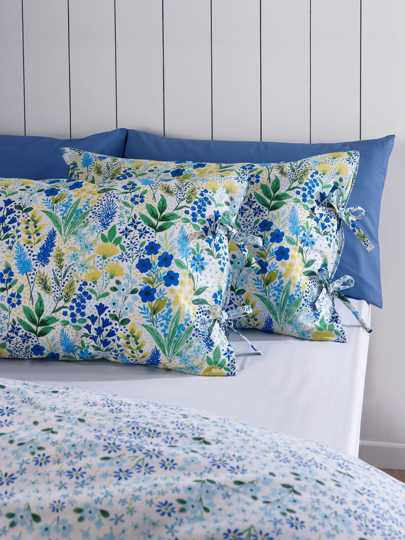 Catherine Lansfield blue tilly floral reversible duvet cover set - British product