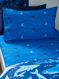 Catherine Lansfield teal blue jawsome shark fitted sheet - British product