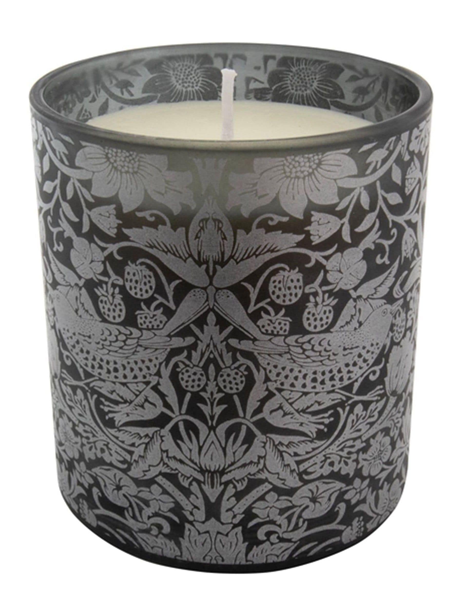William Morris Black Strawberry Thief citrus scent candle 11cm height (British brand)