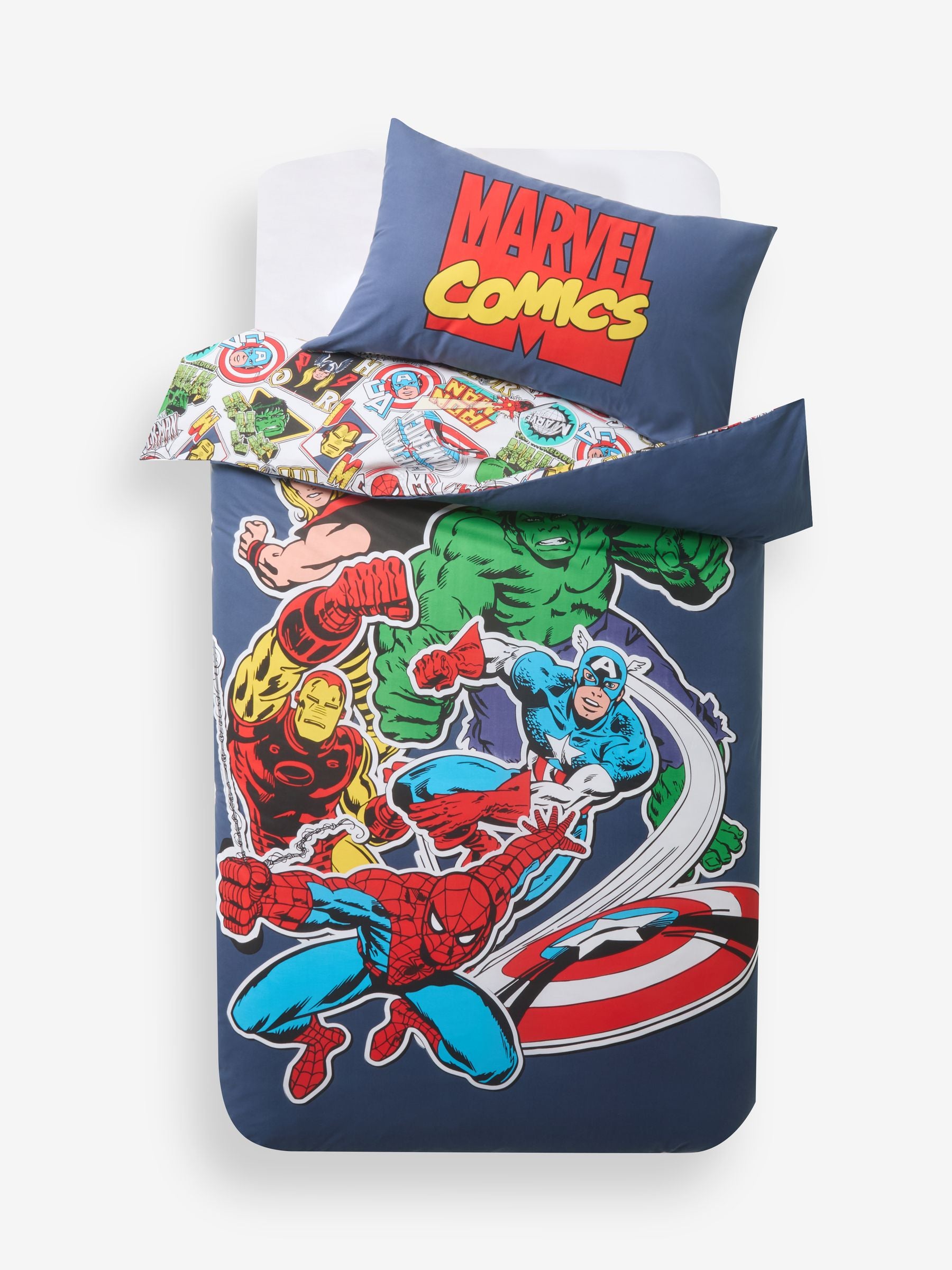 Blue Marvel duvet cover and pillowcase set Single - British product