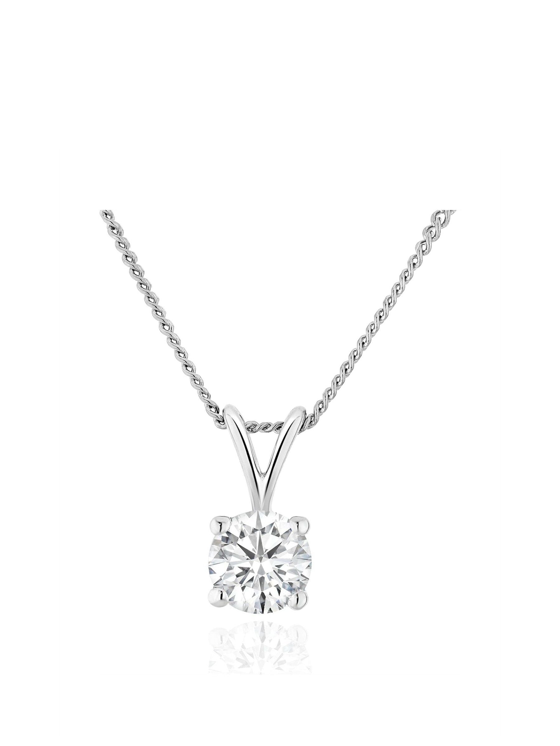 The Diamond Store 9K white gold 0.33ct H/Si lab diamond pendant necklace (British brand)