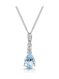 The Diamond Store 9K White Gold Blue Topaz Stellato Collection Diamond Necklace