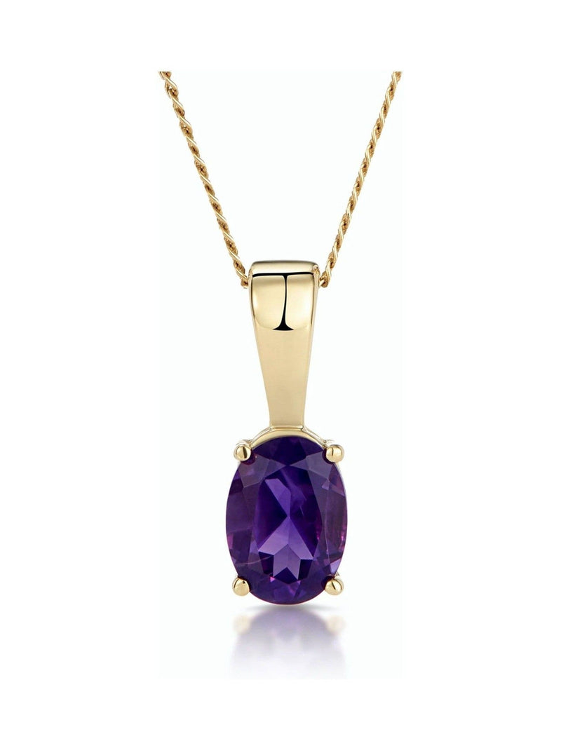 The Diamond Store purple amethyst 7x5mm 9K yellow gold pendant necklace (British brand)