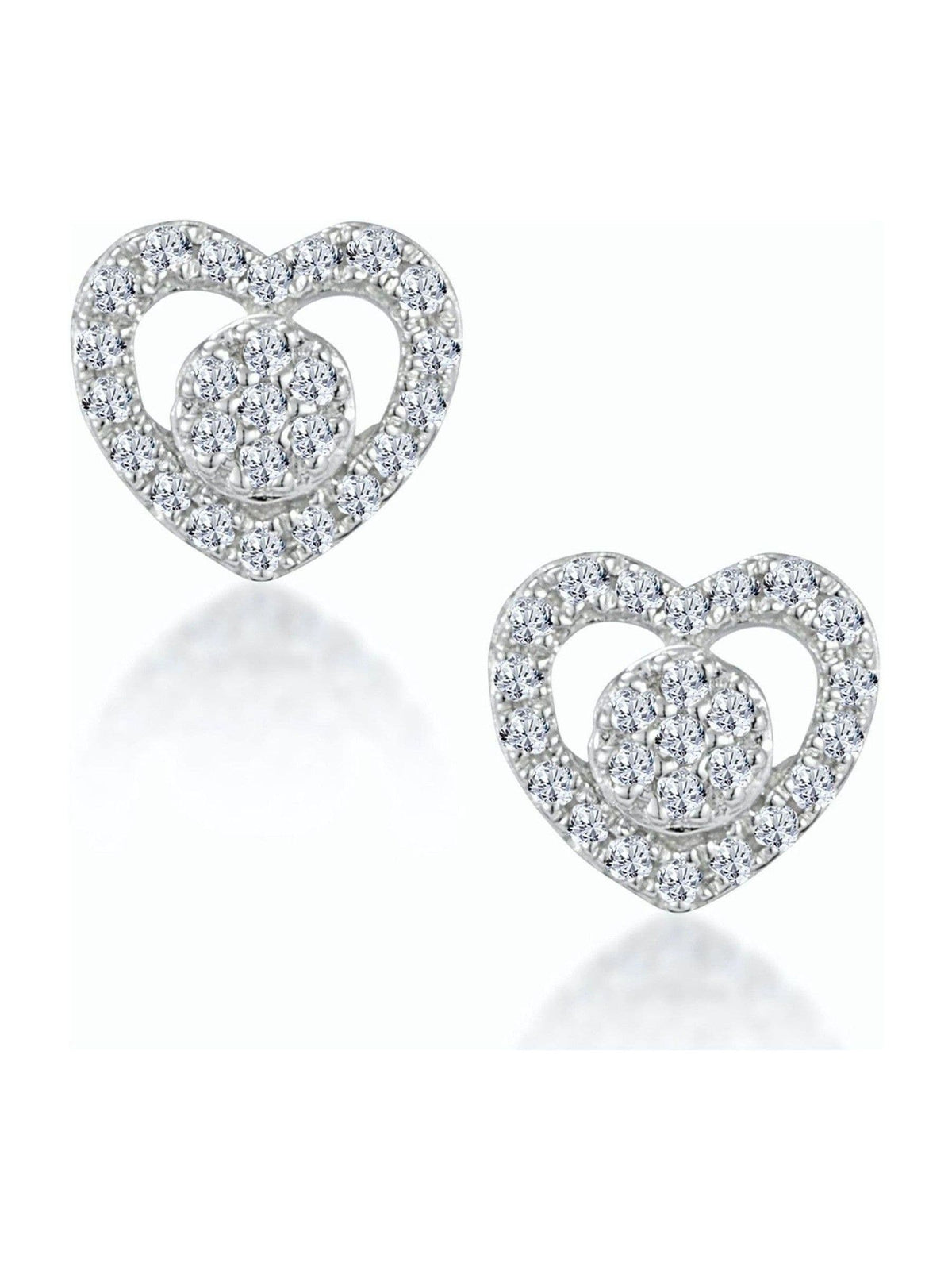 Heart-Shaped Halo Diamond Stud Earrings in 9K White Gold