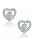 Heart-Shaped Halo Diamond Stud Earrings in 9K White Gold