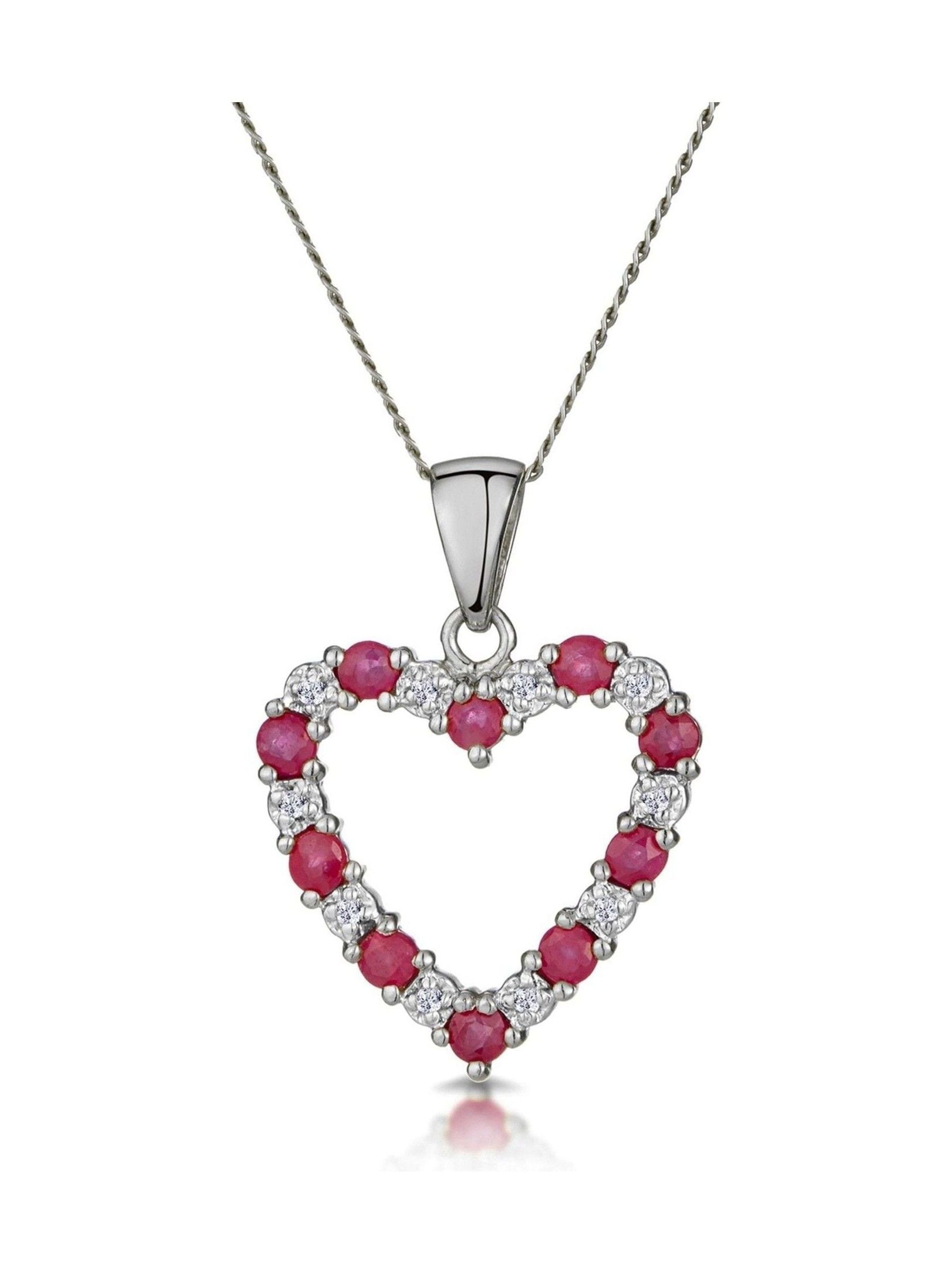 The Diamond Store Ruby Heart Pendant Necklace 15mm, imported from the UK