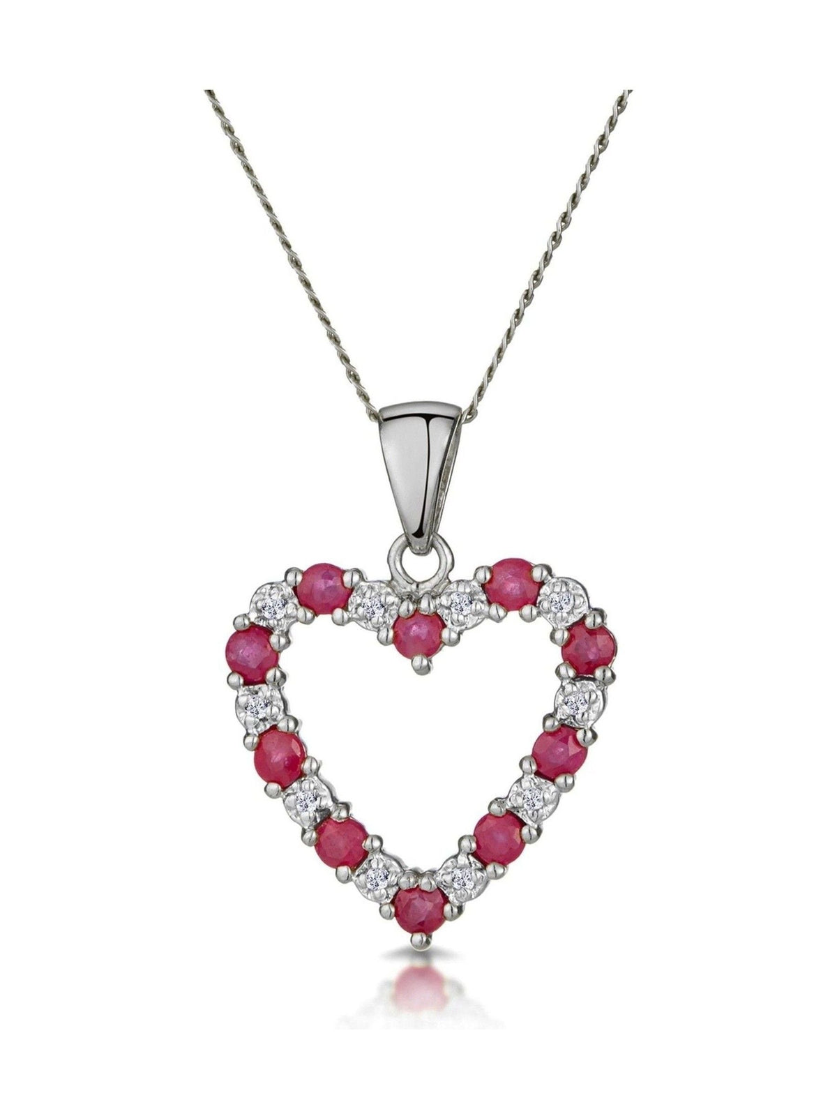 The Diamond Store Ruby Heart Pendant Necklace 15mm, imported from the UK