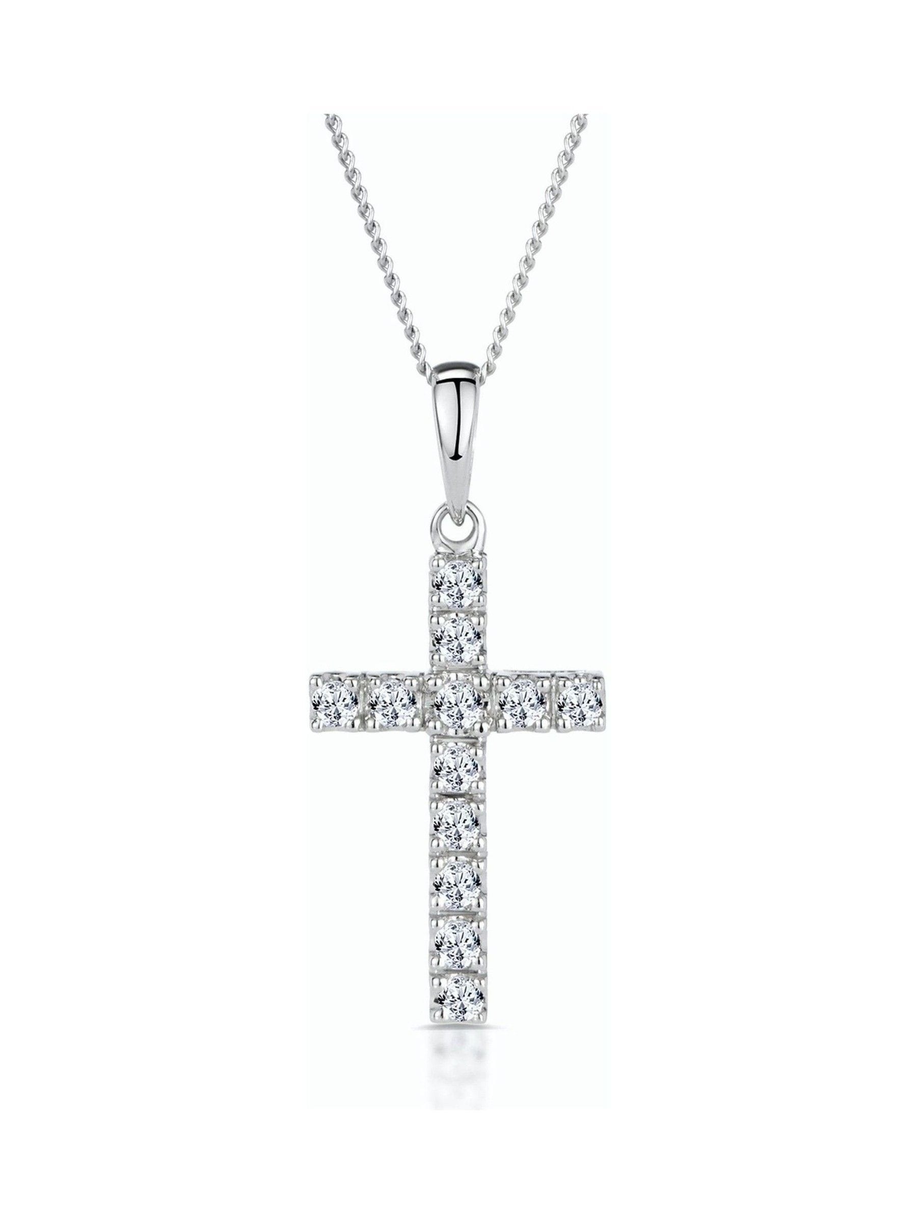 Lab-Grown Diamond Cross Pendant Necklace in Sterling Silver, 0.22 Carat