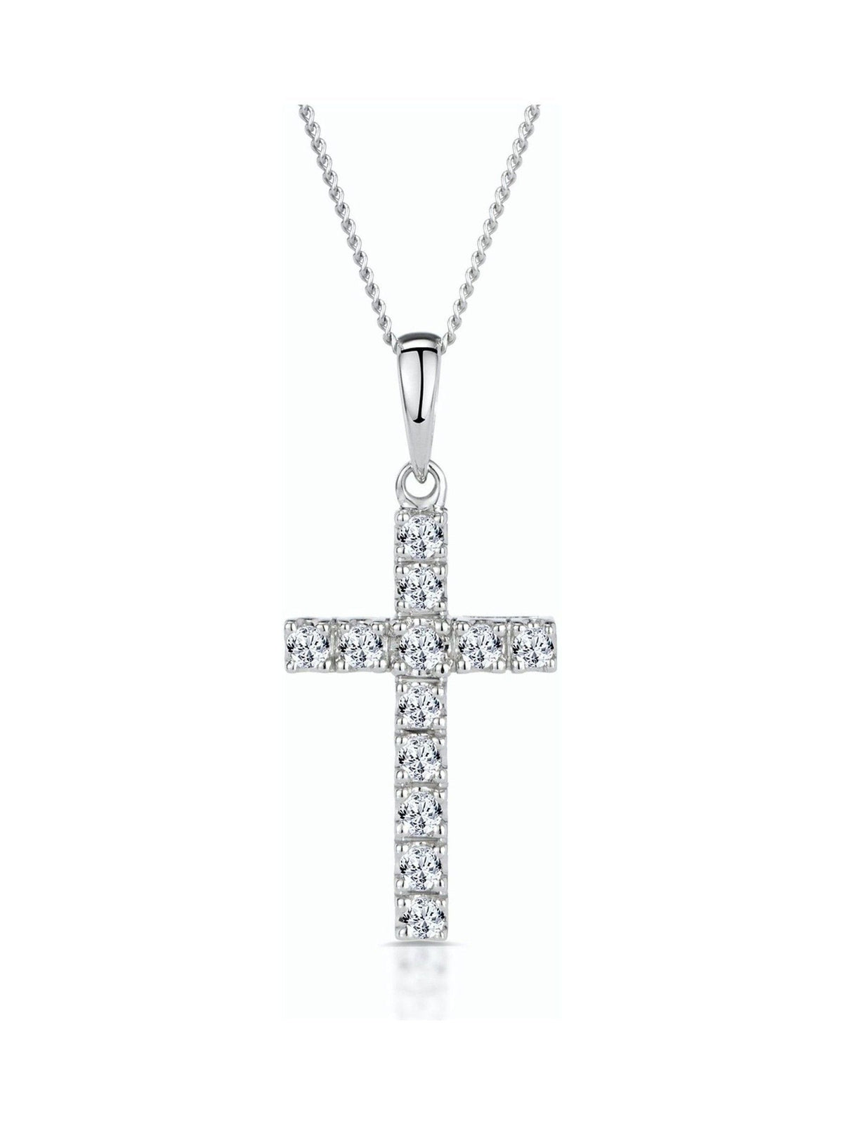 Lab-Grown Diamond Cross Pendant Necklace in Sterling Silver, 0.22 Carat