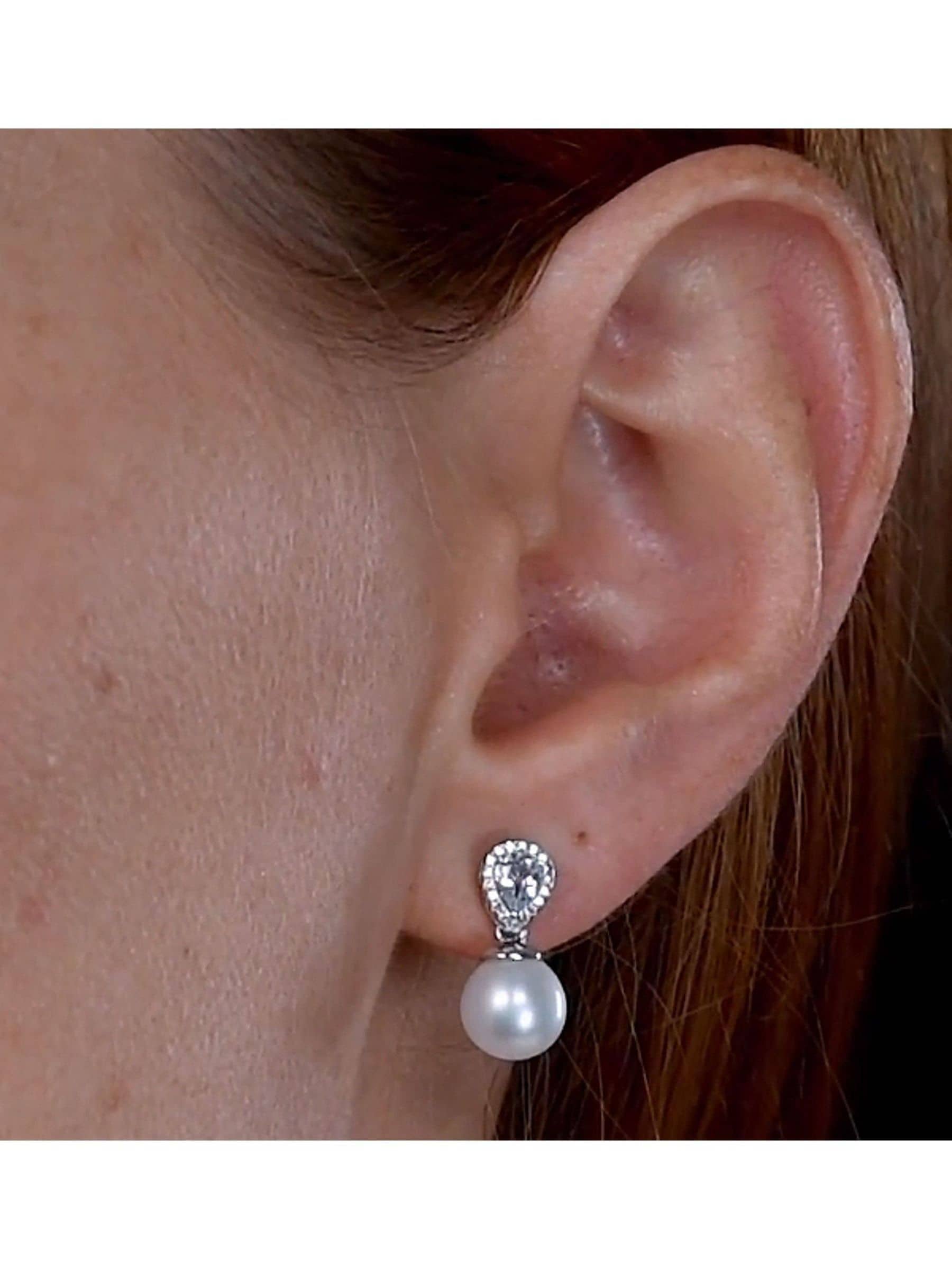 The Diamond Store white gold pearl blue topaz earrings (British brand)