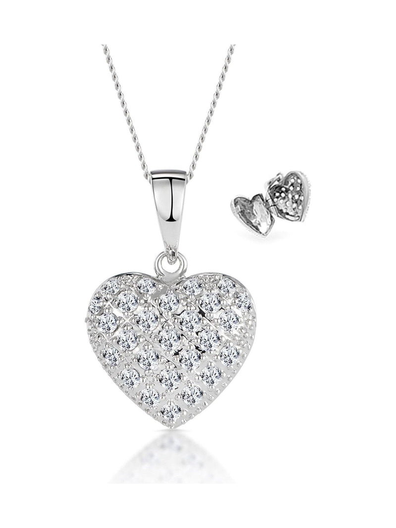 White Lab-Grown Diamond 0.50ct Heart Pendant Necklace in 925 Sterling Silver with Adjustable Chain
