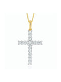 The Diamond Store 9K Yellow Gold 0.50ct H/Si Lab White Diamond Cross Pendant Necklace Claw Set