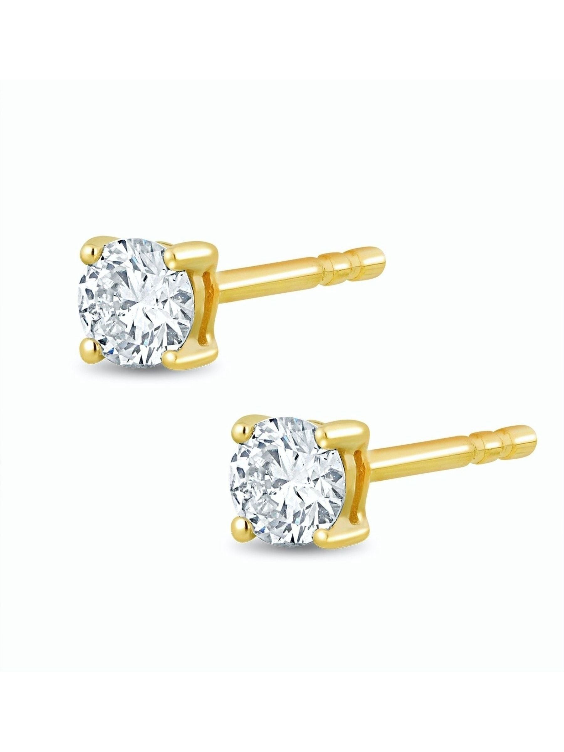 The Diamond Store White Lab Diamond Stud Earrings 0.10ct H/Si Quality in 9K Gold - 2.4mm