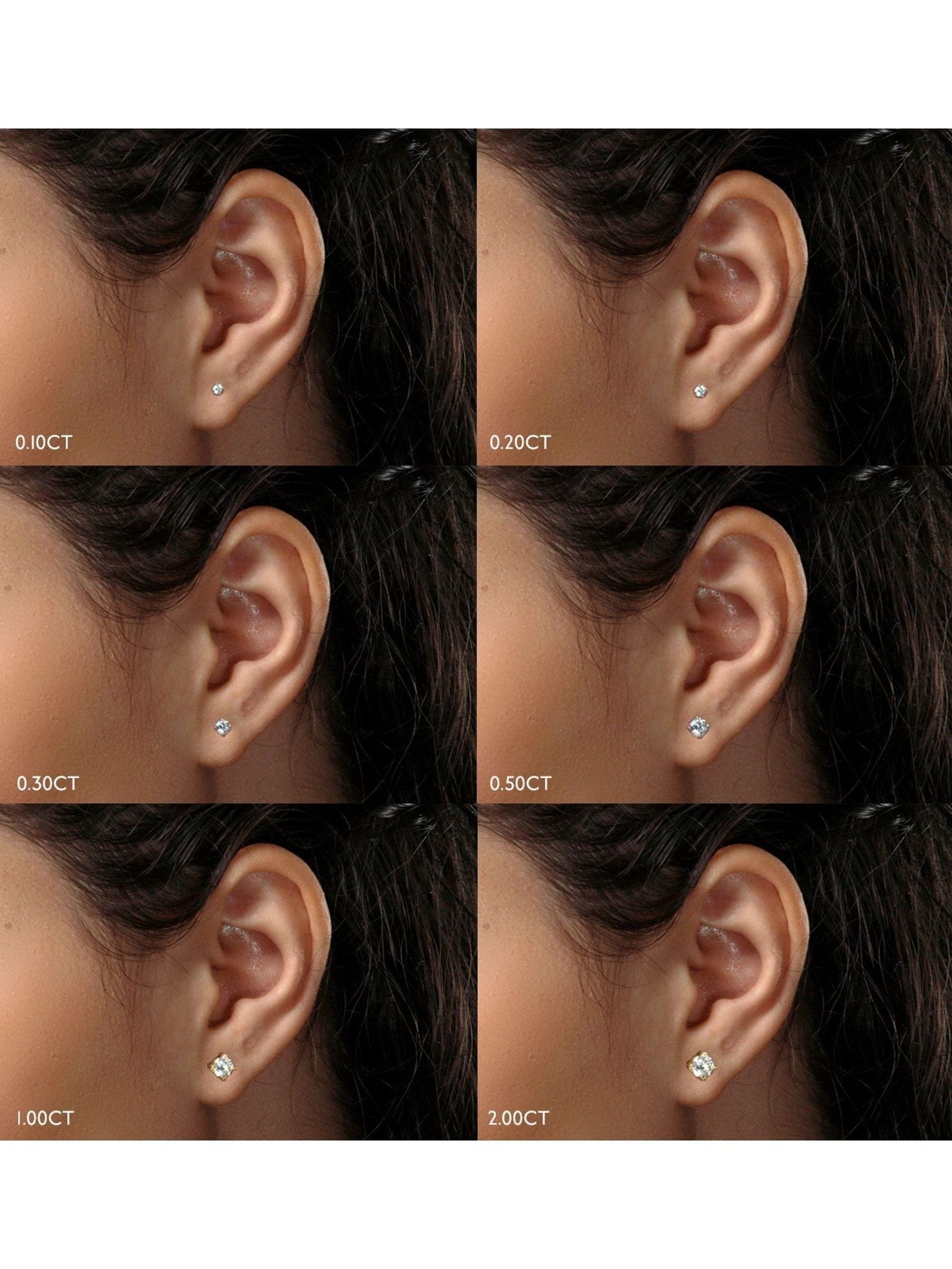 The Diamond Store White Lab Diamond Stud Earrings 0.10ct H/Si Quality in 9K Gold - 2.4mm