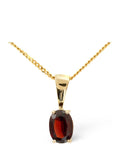The Diamond Store 9K Gold 7mm x 5mm Garnet Pendant Necklace