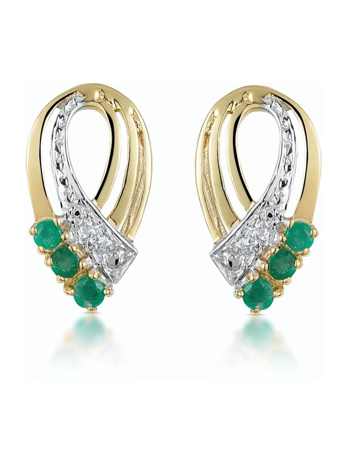 Diamond Store emerald and diamond earrings 8x15mm (British brand)