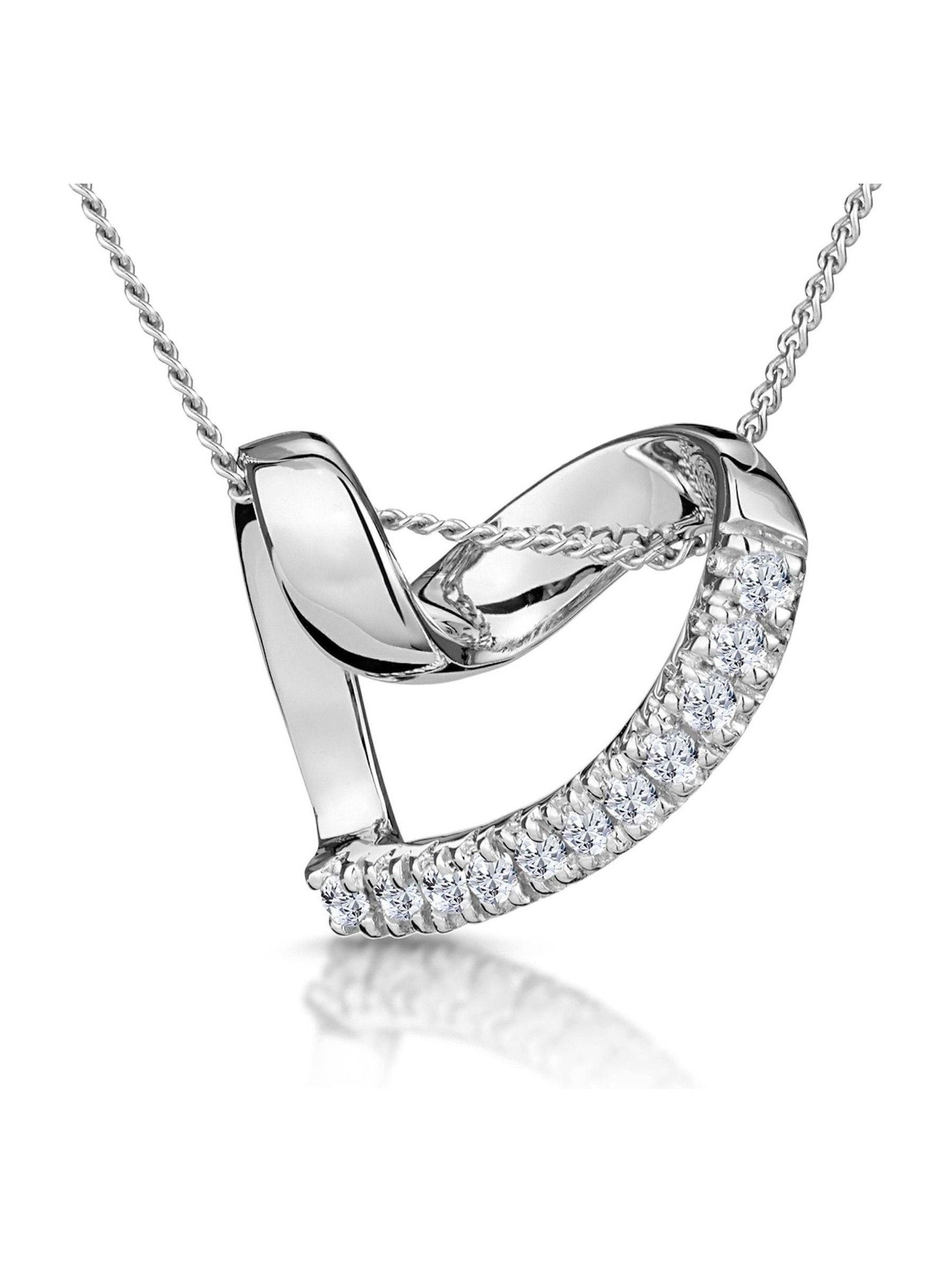 The Diamond Store white heart pendant necklace 0.10ct diamond (British brand)
