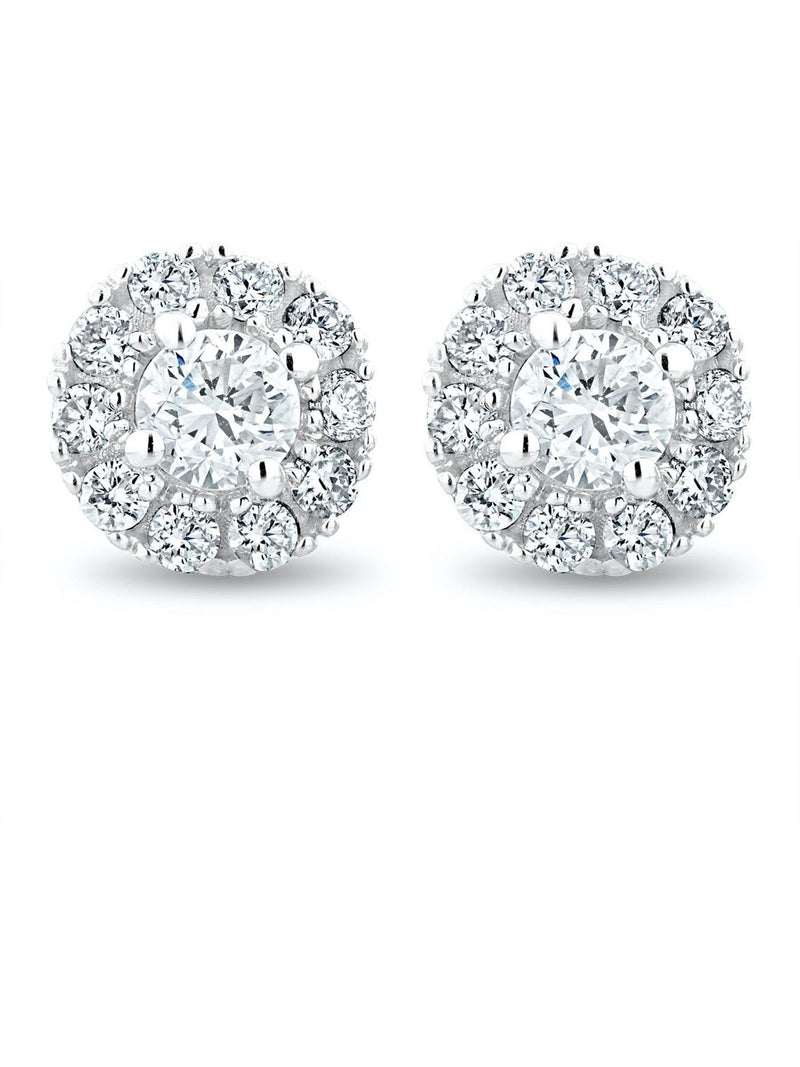 The Diamond Store 9K White Gold Diamond Earrings 6.5mm (British brand)