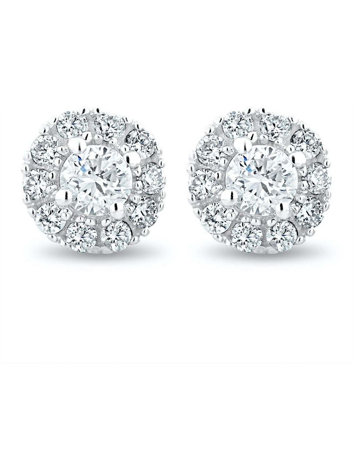 The Diamond Store 9K White Gold Diamond Earrings 6.5mm (British brand)