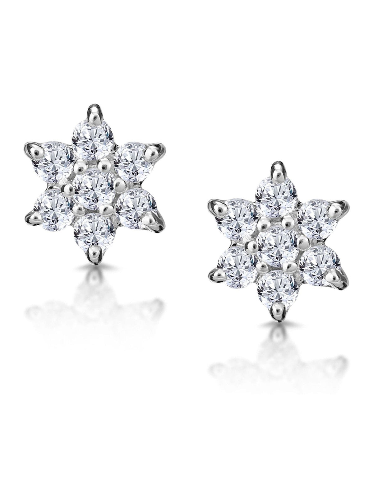 The Diamond Store 9K white gold 0.30ct star cluster earrings 7mm (British brand)