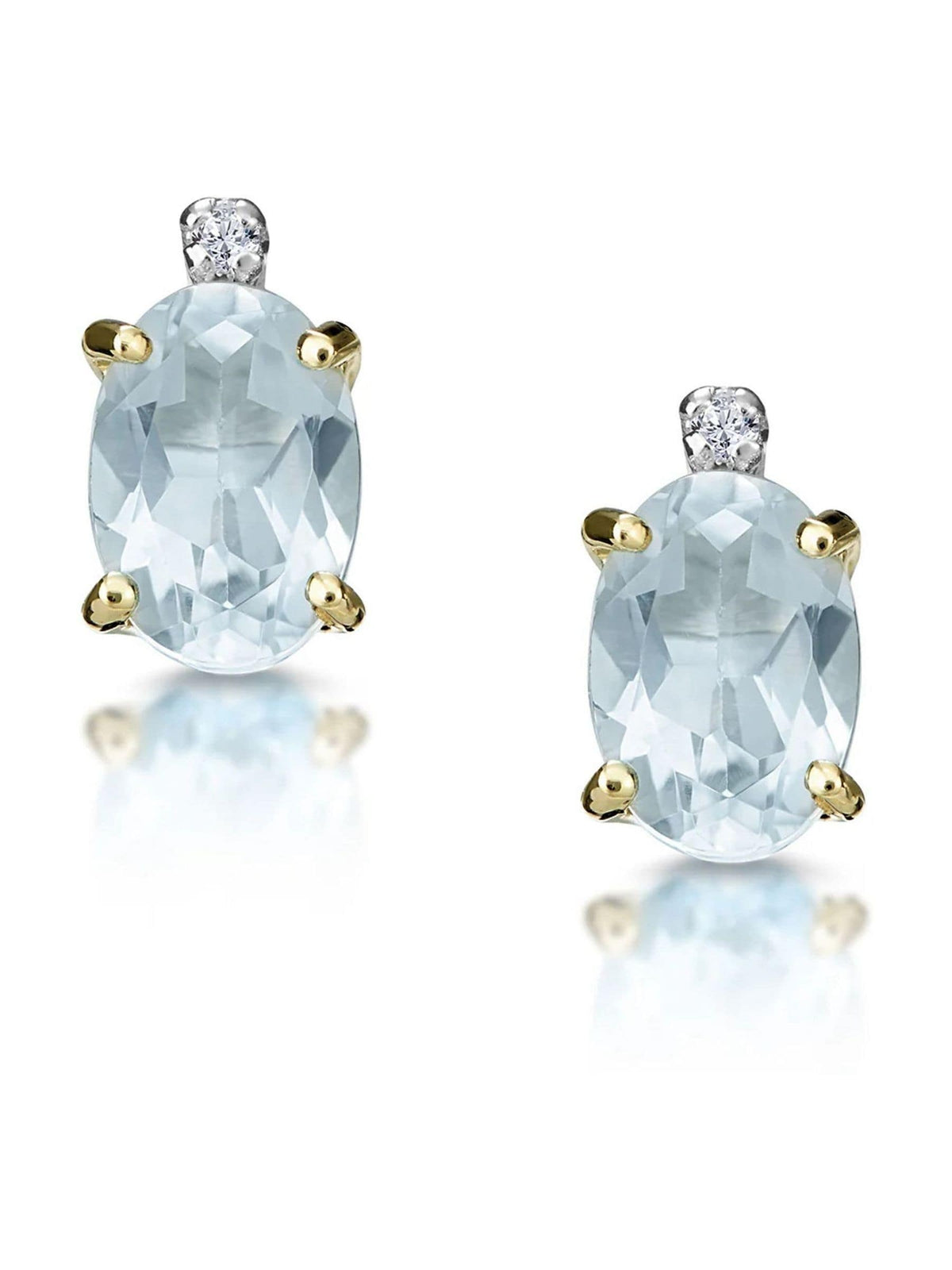 The Diamond Store Blue Aquamarine 0.80CT And Diamond 9K Earrings