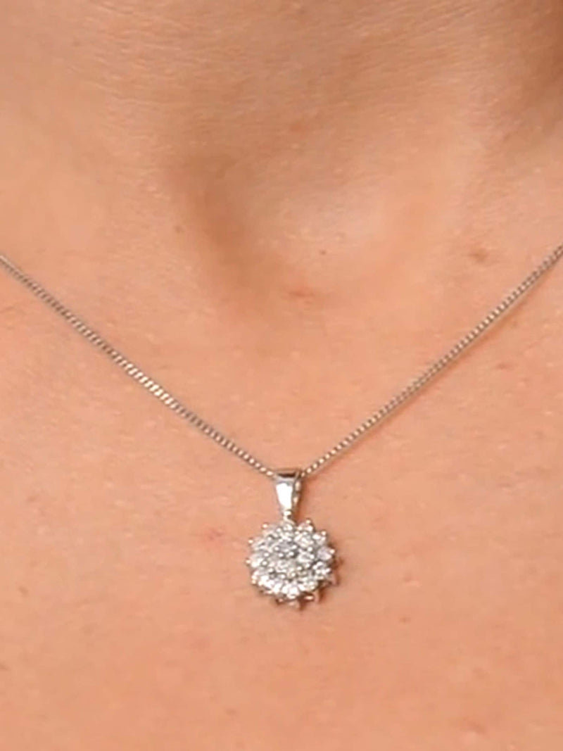 The Diamond Store pendant necklace 9K White Gold diamonds 8mm (British brand)