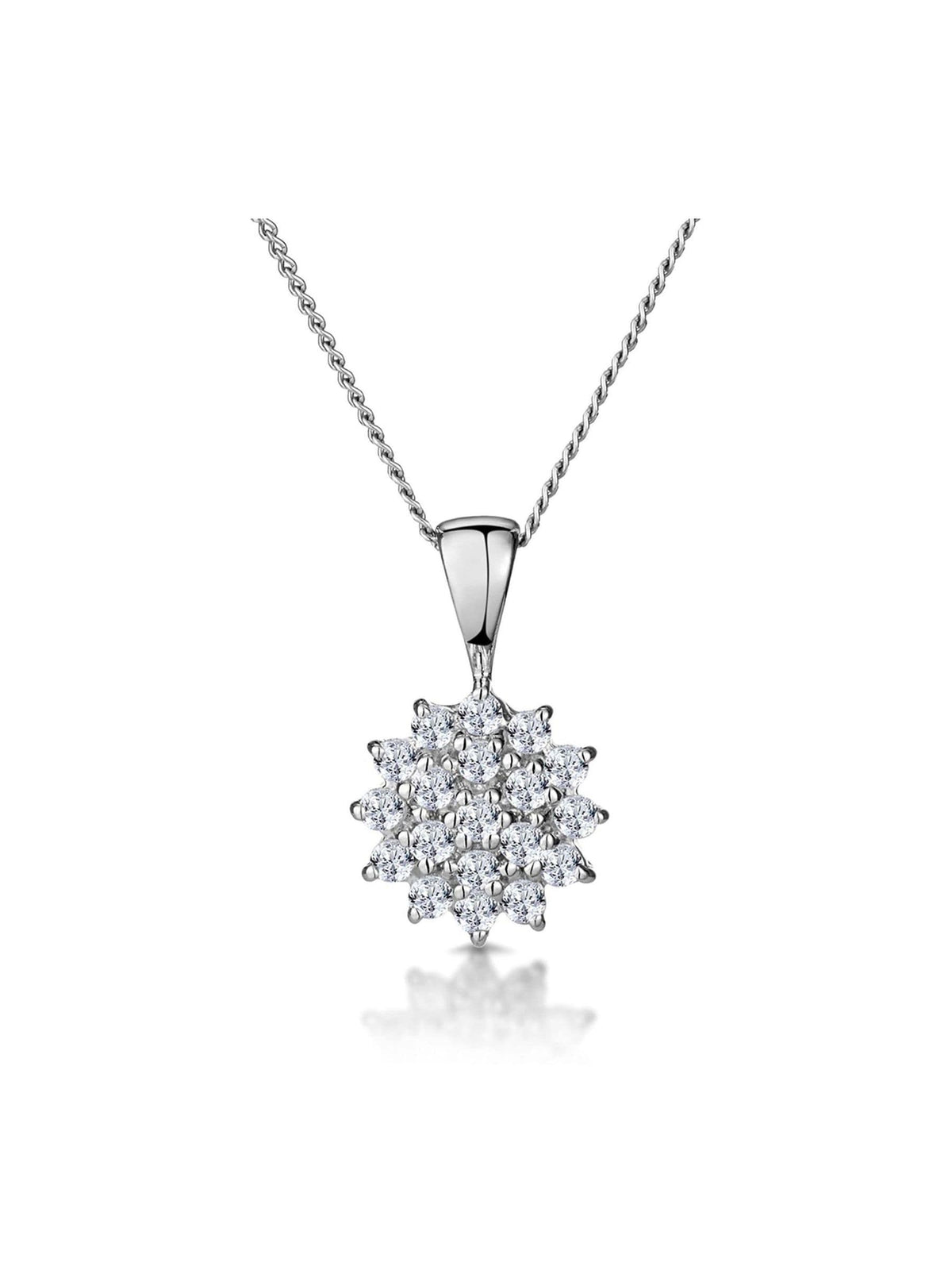 The Diamond Store pendant necklace 9K White Gold diamonds 8mm (British brand)
