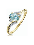 9K Yellow Gold Oval Aquamarine and Diamond Ring, 0.70ct Total Weight