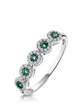The Diamond Store 9K White Gold Emerald and Halo Diamond Stellato Eternity Ring