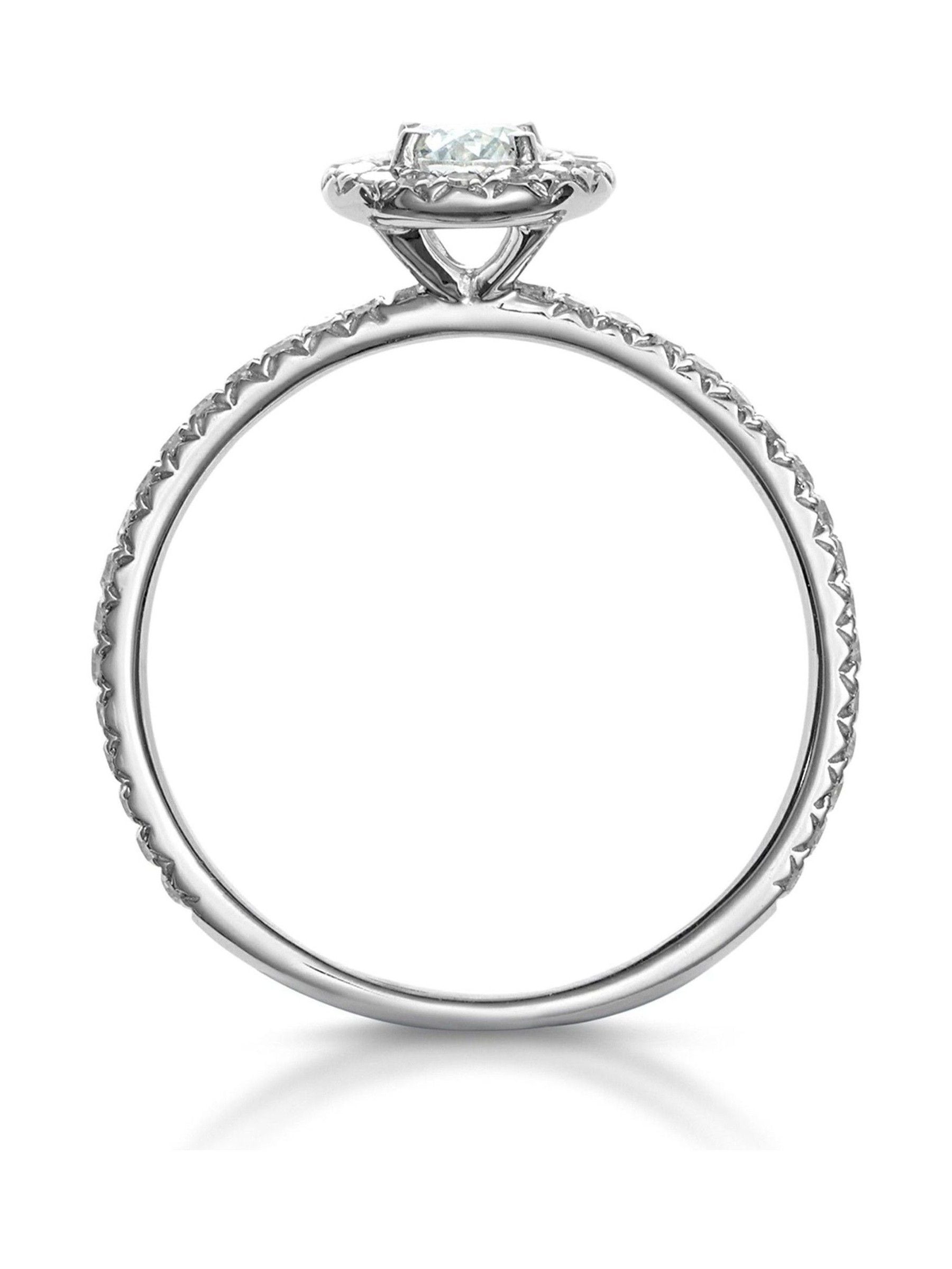 9K White Gold Halo Engagement Ring with 0.55ct Lab Diamonds