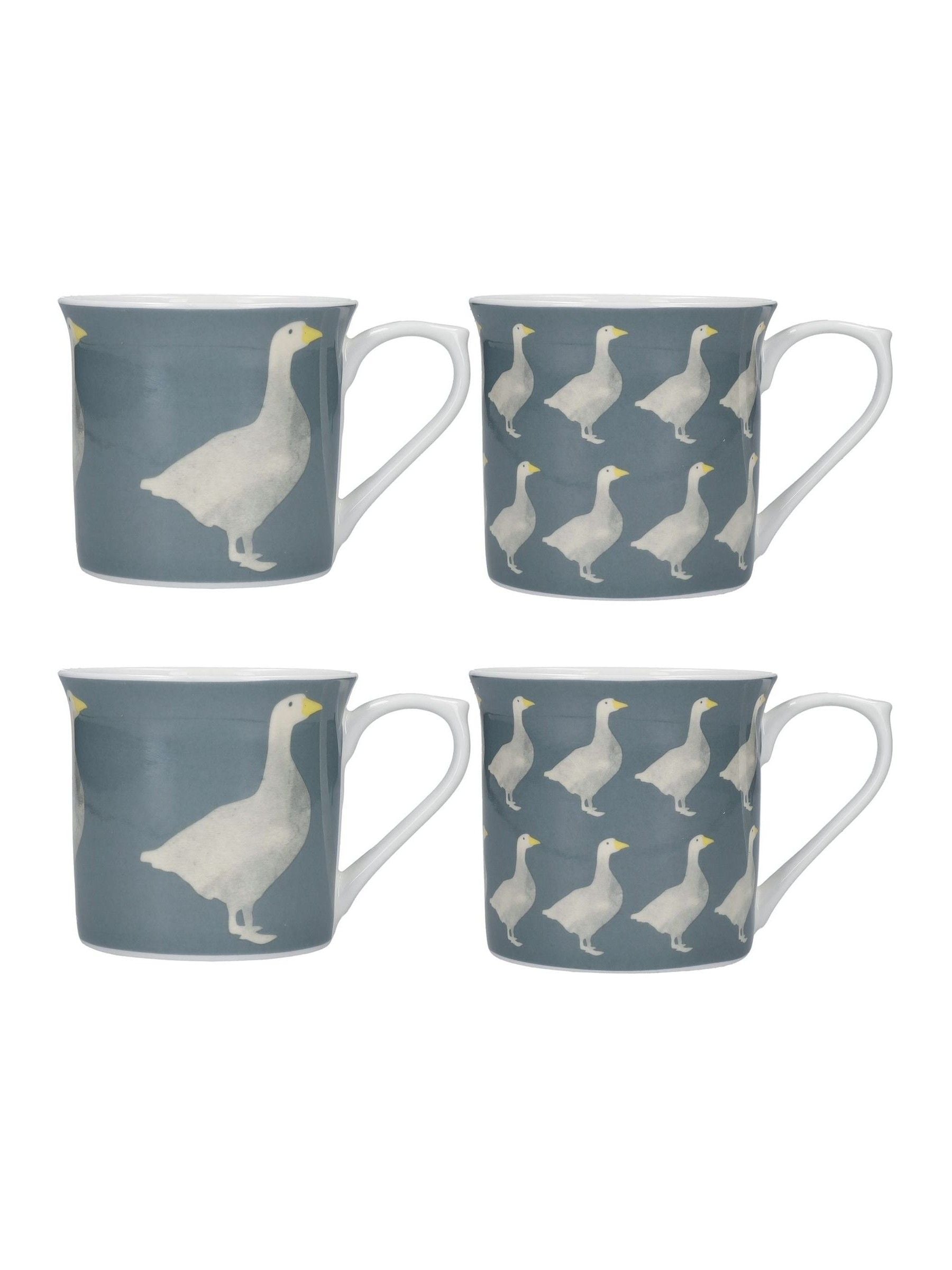 KitchenCraft grey goose bone china mugs 300ml set, UK version