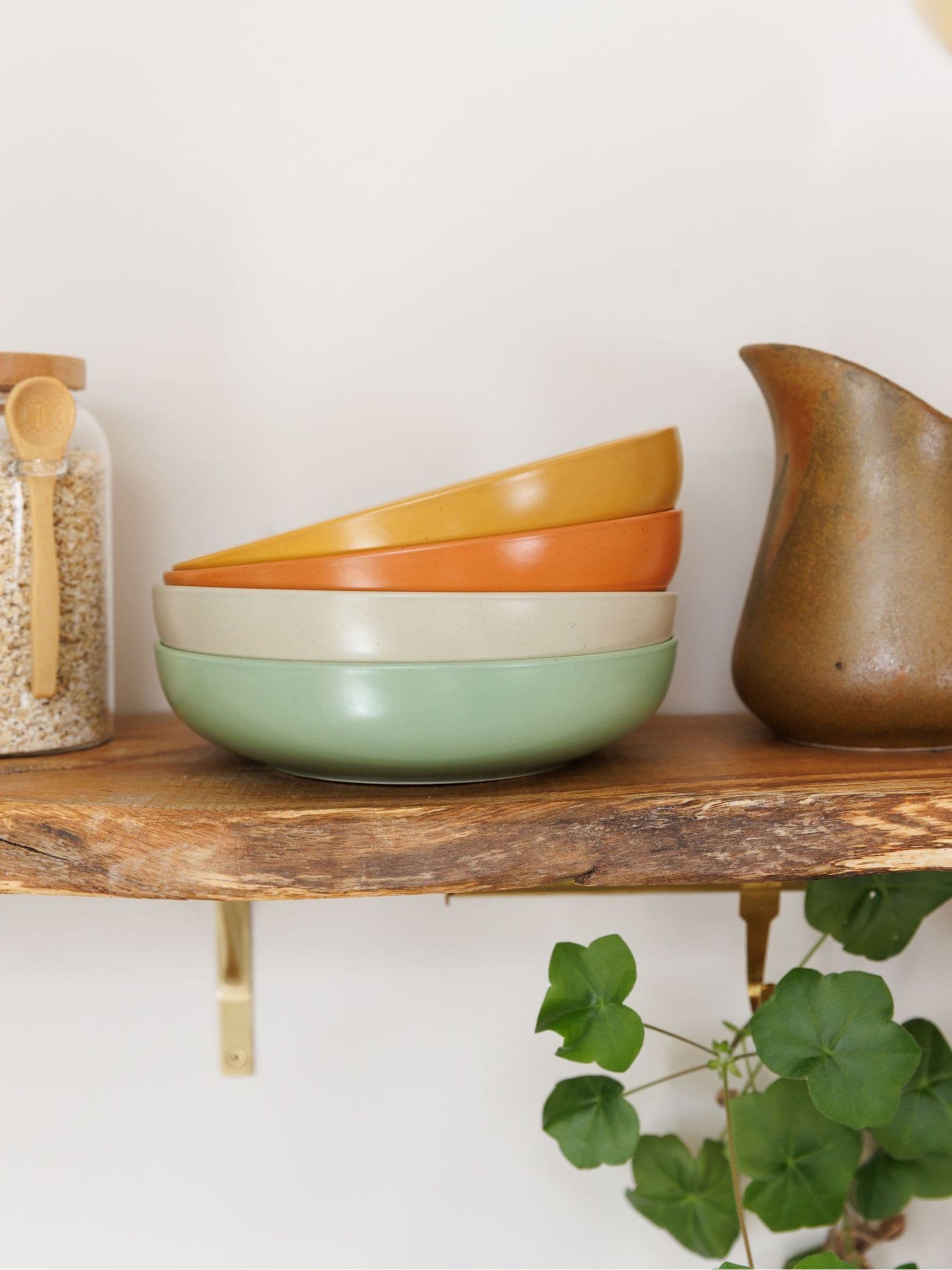 Kitchencraft set of 4 multi-coloured stoneware pasta bowls, UK version