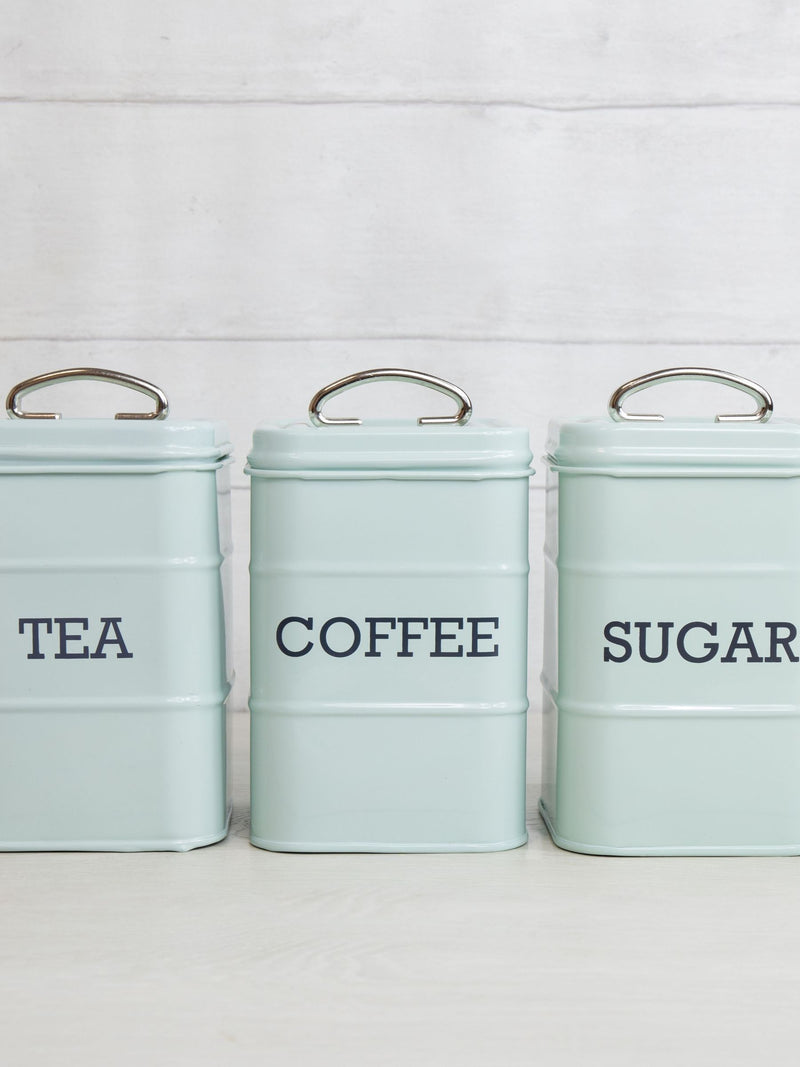 Kitchencraft Blue Metal Coffee Sugar and Tea Canisters