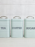 Kitchencraft Blue Metal Coffee Sugar and Tea Canisters