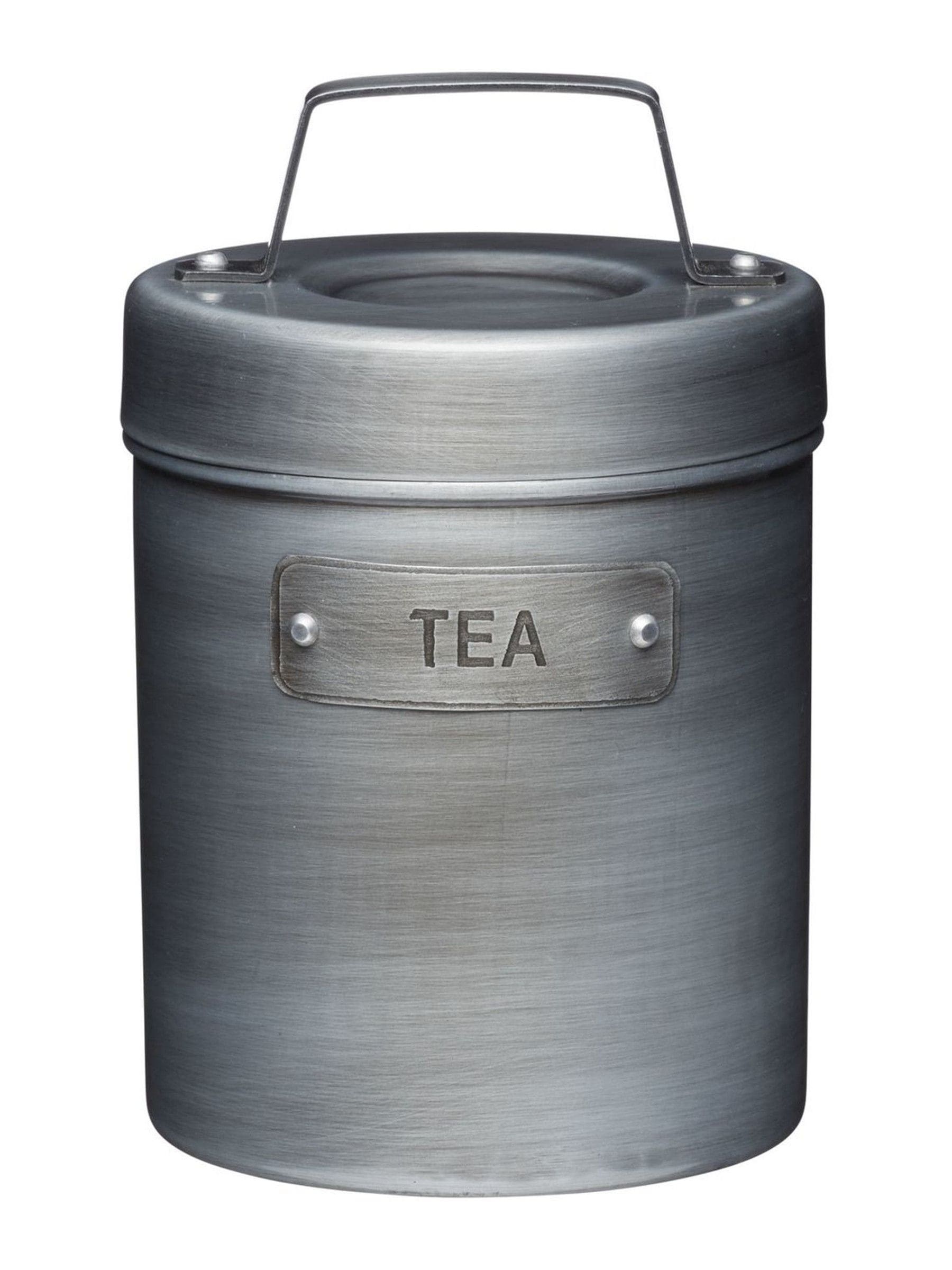Kitchencraft grey metal tea coffee sugar canisters, 1 litre, UK version