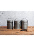 Kitchencraft Set of 4 Grey Metal Coffee Sugar and Tea Canisters