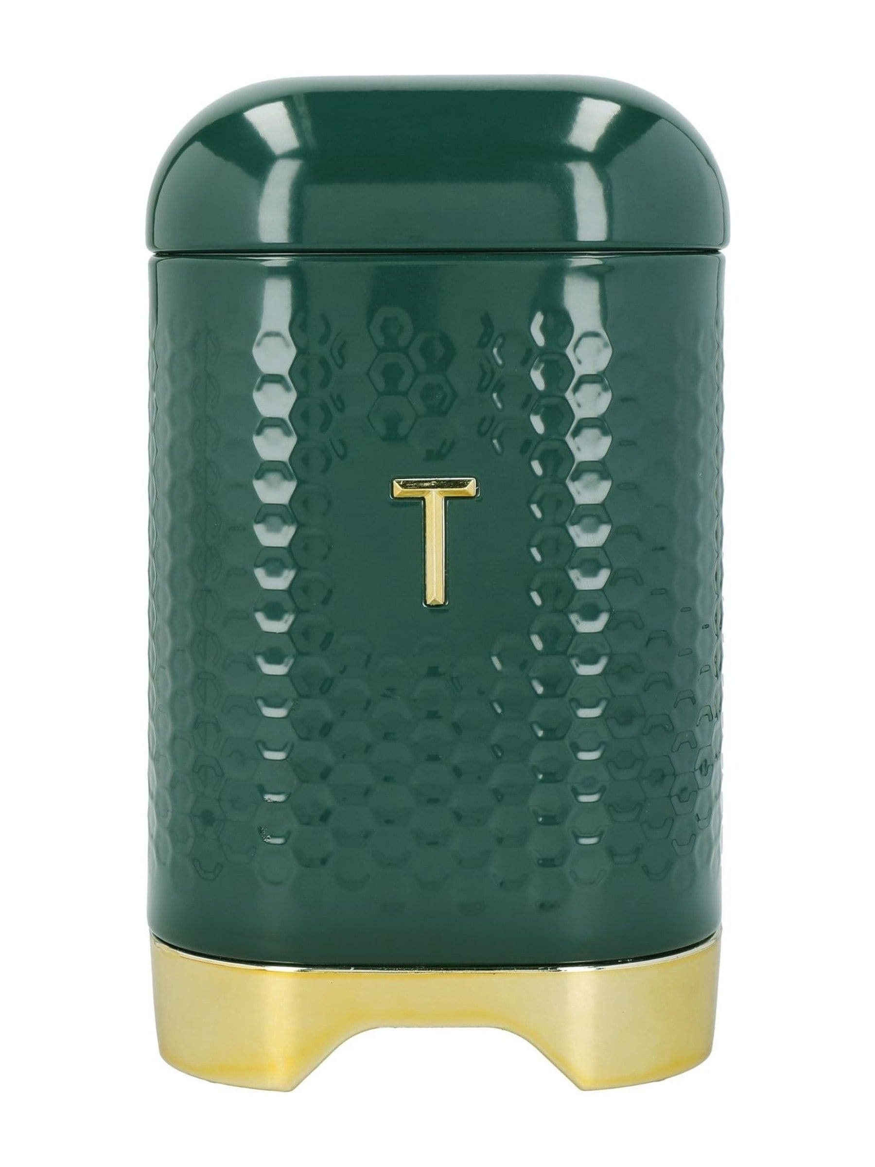 Kitchencraft green textured geometric tea coffee sugar canisters set, UK version
