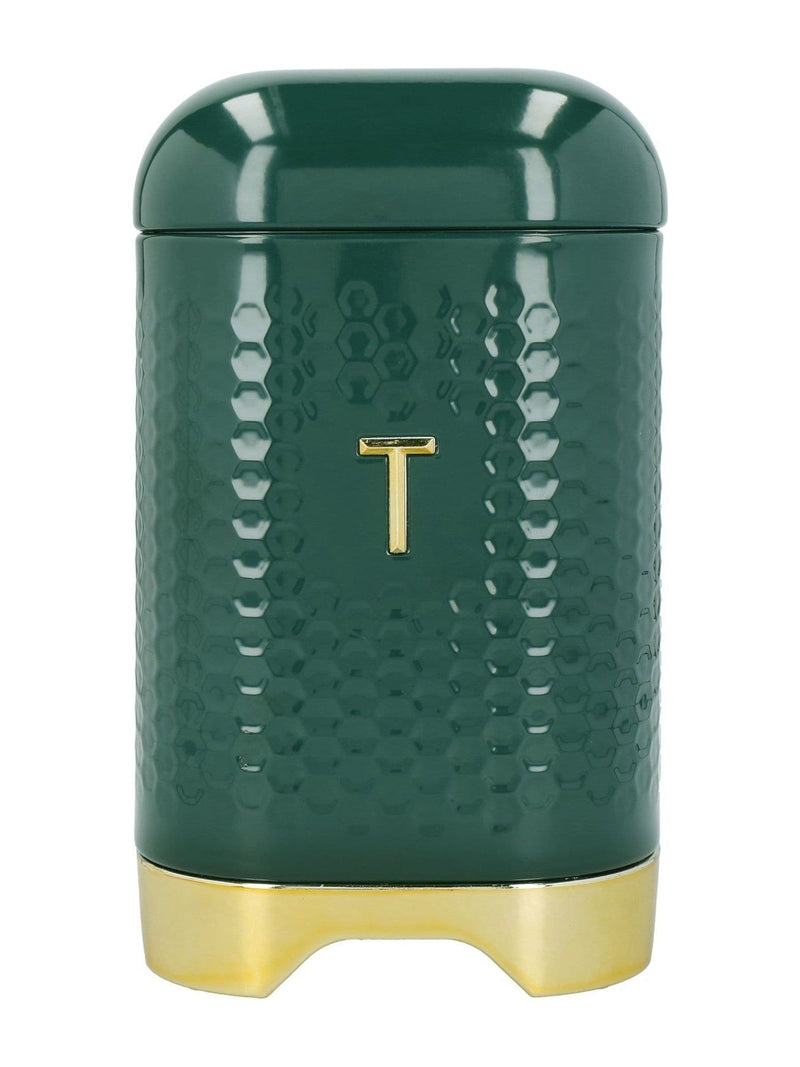 Kitchencraft green textured geometric tea coffee sugar canisters set, UK version